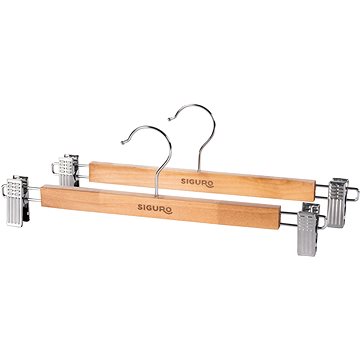 

Siguro Sada dřevěných ramínek na kalhoty s klipy, natural, 2 ks