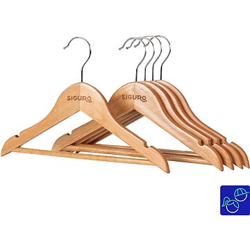 

Siguro Sada dětských dřevěných ramínek, natural, 5 ks