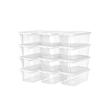 

Songmics Boxy průhledné sada 12 ks, víko bílé