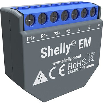 Shelly EM, měření spotřeby až 2x 120 A, 1 výstup - WiFi spínač