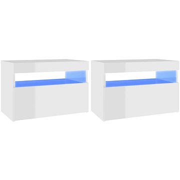 

SHUMEE Noční stolek s LED osvětlením 2 ks bílý vysoký lesk 60 × 35 × 40cm, 3082787