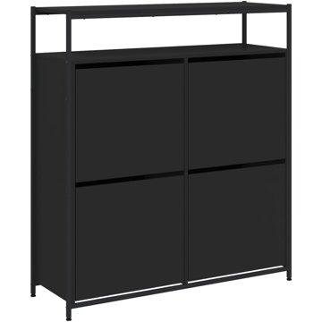 

Shumee Botník se 4 výklopnými zásuvkami 100 × 34 × 112 cm černý