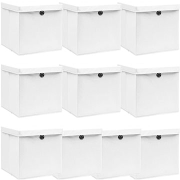 

Shumee Úložné boxy s víky 10 ks 32 × 32 × 32 cm textil, bílé
