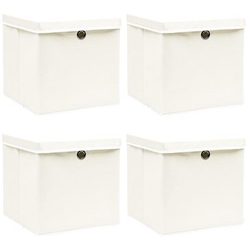 

Shumee Úložné boxy s víky 4 ks 32 × 32 × 32 cm textil, bílé