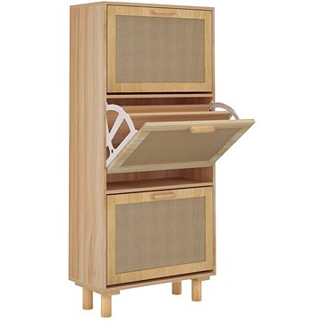 

Shumee Botník hnědý 52 × 25 × 115 cm kompozitní dřevo a přírodní ratan