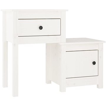 

Shumee noční stolek bílý 79,5 × 38 × 65,5 cm, masivní borové dřevo