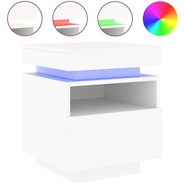 

Shumee noční stolek s LED osvětlením bílý 40 × 39 × 48,5 cm