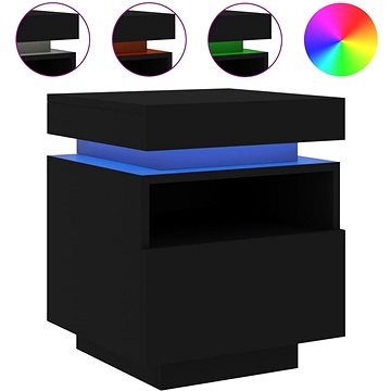 

Shumee noční stolek s LED osvětlením černý 40 × 39 × 48,5 cm