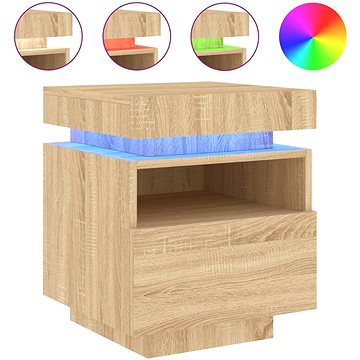 

Shumee noční stolek s LED osvětlením dub sonoma 40 × 39 × 48,5 cm
