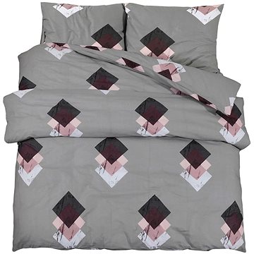 

Shumee Sada ložního prádla 1+2 šedá 200 × 200 cm bavlna, obrazce, polštáře 60 × 70 cm