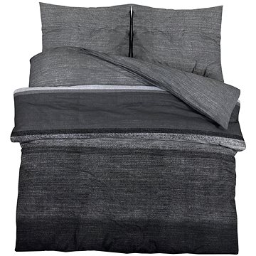

Shumee Sada ložního prádla 1+2 tmavě šedá 200 × 220 cm bavlna, žíhané, polštáře 80 × 80 cm