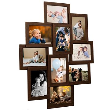 

Shumee Kolážový fotorámeček, 10 obrázků, 10 × 15 cm, tmavě hnědý MDF