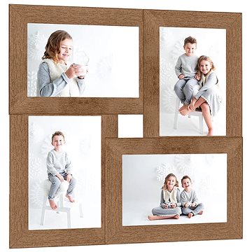 

Shumee Kolážový fotorámeček, 4 obrázky, 13 × 18 cm, světle hnědý MDF