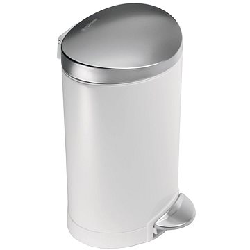 Simplehuman Půlkulatý Pedálový Koš 6l Fpp Bílá Víko A Pedál Matná Ocel Odpadkový Alza Cz Simplehuman Půlkulatý Pedálový Koš 6l, Simplehuman Round Step Trash Can White Steel 6l