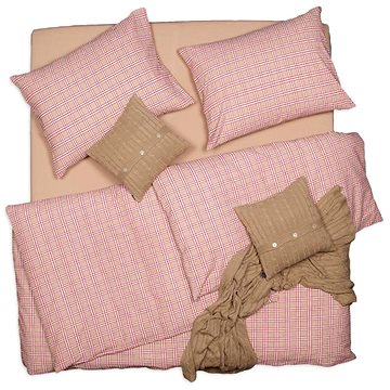 

SCANquilt povlečení KREP káro béžovovínová