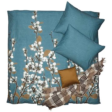 

SCANquilt povlečení KLASIK DESIGN cottona tyrkysovobílohnědá