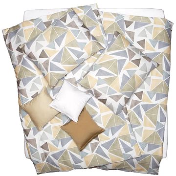 

SCANquilt povlečení SATÉN PLUS triangles bílobéžovošedá