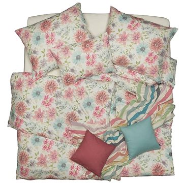 

SCANquilt povlečení FLANEL květy smetanovopastelová