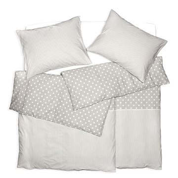 

SCANquilt povlečení KLASIK DESIGN dots & stripes béžovobílá
