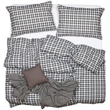 

SCANquilt povlečení KREP káro bílošedá