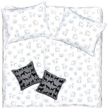 

SCANquilt povlečení KREP dog bíločerná