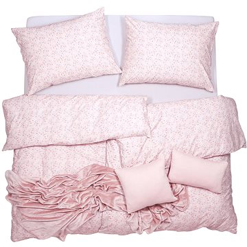 

SCANquilt povlečení KLASIK fino flora růžovomodrá 140 × 200/70 × 90 cm