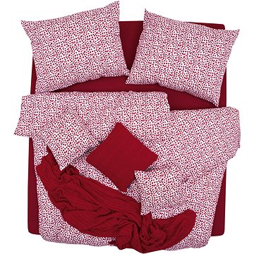 

SCANquilt povlečení KLASIK srdíčka bíločervená 140 × 200/70 × 90 cm