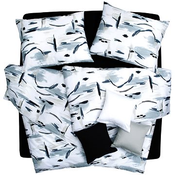 

SCANquilt povlečení SATÉN TENCEL DESIGN japan bílošedočerná 140 × 200/70 × 90 cm