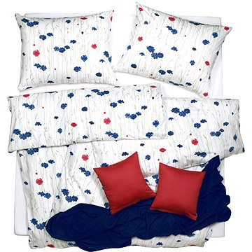 

SCANquilt povlečení SATÉN DESIGN field modročervená 140 × 200/70 × 90 cm