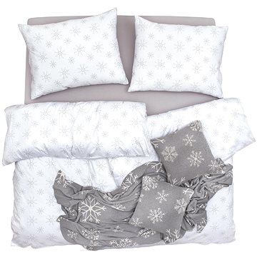 

SCANquilt povlečení SATÉN PLUS vločky bílošedá 140 × 200/70 × 90 cm