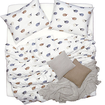 

SCANquilt povlečení FLANEL ovečky smetanová 140 × 200/70 × 90 cm