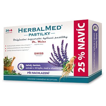 

Dr.Weiss HerbalMed Šalvěj + ženšen + vitamin C 24+6 pastilek