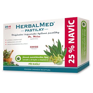 

Dr.Weiss HerbalMed Jitrocel+mateřídouška+lípa+vitamin C 24+6 pastilek