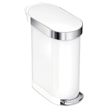 

Simplehuman úzký pedálový 45L, Slim, oválný, bílá nerez ocel