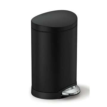 

Simplehuman pedálový odpadkový koš – 6 l, půlkulatý,matná černá ocel,plast