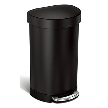 

Simplehuman pedálový odpadkový koš – 45 l, půlkulatý, matná černá ocel, rám na sáčky