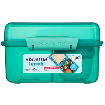 Sistema Tříkomorová krabička s nádobou na jogurt s dvojitým víčkem 2 l, zelená