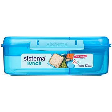 

Sistema Tříkomorová krabička s nádobou na jogurt a 2 tácky 1,65 l, modrá