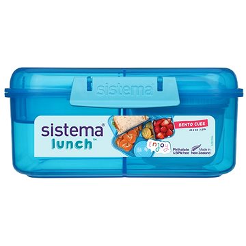 

Sistema Tříkomorová krabička s nádobou na jogurt a 2 tácky 1,25 l, modrá
