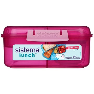 

Sistema Tříkomorová krabička s nádobou na jogurt a 2 tácky 1,25 l, růžová