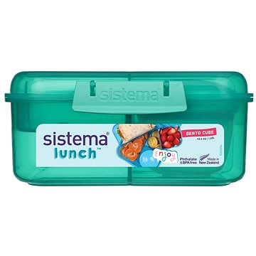 Sistema Tříkomorová krabička s nádobou na jogurt a 2 tácky 1,25 l, zelená