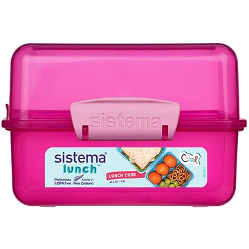 

Sistema Krabička na oběd s 2 oddíly 1,4 l, růžová