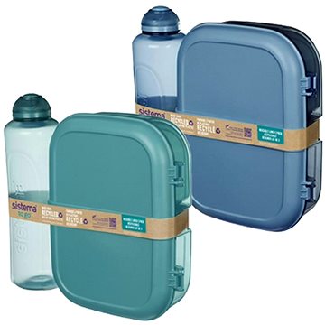 Sistema Tříkomorová krabička na oběd, na jogurt 1,1 l, láhev 480 ml - 2 pack