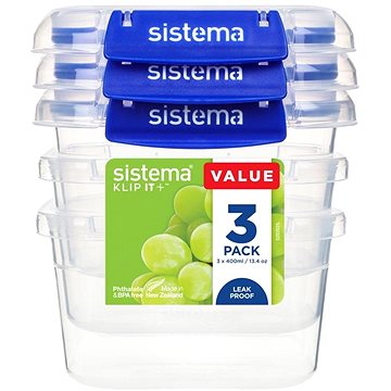 Sistema Krabička na potraviny sada 3 ks 2 klipy 400 ml