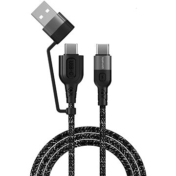 4smarts USB-A and USB-C to USB-C Cable ComboCord CA 1.5m fabric monochrome - Datový kabel