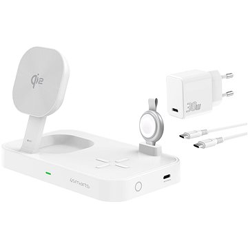 

4smarts Qi2 Charging Station Trident with MFi Fast Charger for Apple Watch white