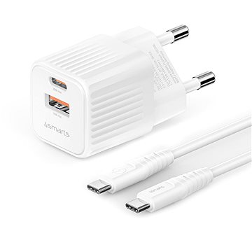 

4smarts Wall Charger VoltPlug Duos Mini PD 20W and USB-C Cable 1.5m white