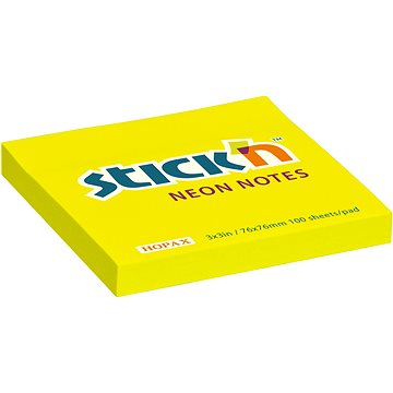 STICK´N 76 × 76 mm, neon žlutý, 100 lístků