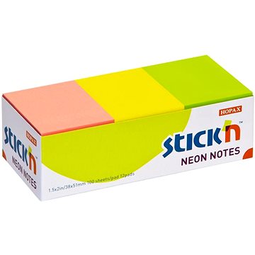 

STICK´N 38 × 51 mm, neon mix, 12 × 100 lístků