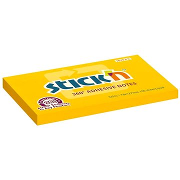

STICK´N 360°, 76 × 127 mm, oranžový, 100 lístků